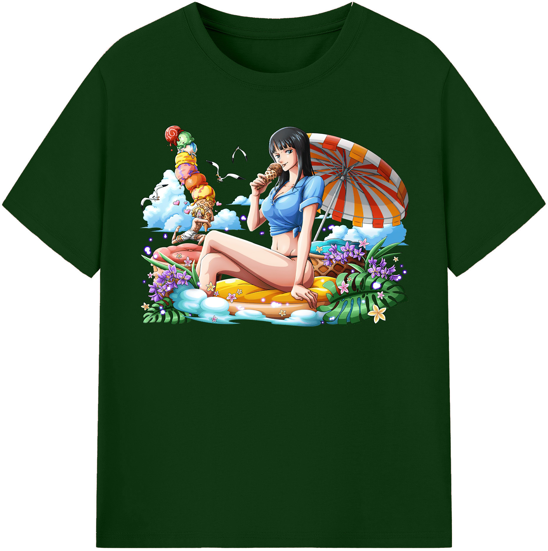 ワンピース ニコ・ロビン ONE PIECE Nico Robin 綿100％半袖Tシャツ（フロントプリント）